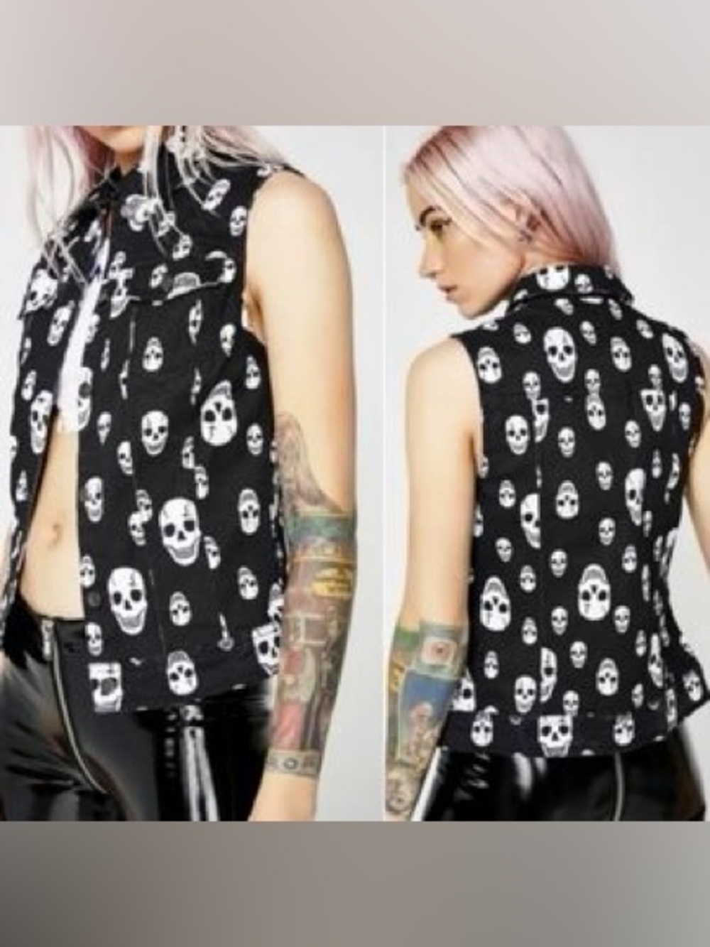 TRIPP NYC skull denim vest Y2K rare find, size S